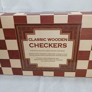 Classic Wooden Checkers with Inlaid Rosewood / Basswood Veneer Board
